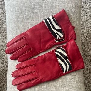 Vintage red leather gloves